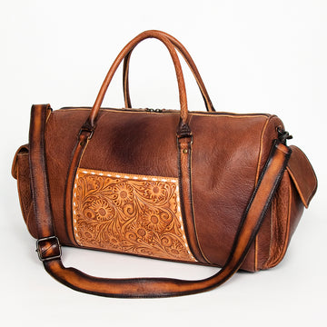 American Darling Duffel Hand Tooled Genuine Leather Western Women Bag | Handbag Duffle Weekend Travel Bags for